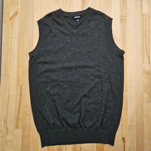 Kingsize Men’s L Big & Tall WOOL Cotton Sweater Vest V-neck Charcoal Lightweight